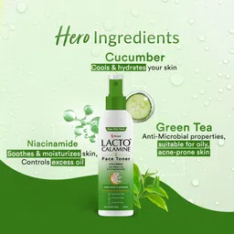 lacto calamine Cucumber Face Toner with Green Tea & Niacinamide Cool & Hydrated skin Pack of 2 Men & Women image 3