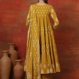 gulmohar jaipur Women Pure Cotton Kurta Palazzo Attached Dupatta Set image 5