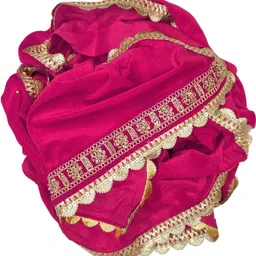 navti creations Velvet Embellished Pink, Gold Men Dupatta image 3