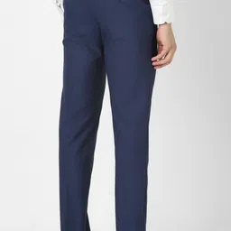van heusen Men Slim Fit Dark Blue Polyester Trousers image 3