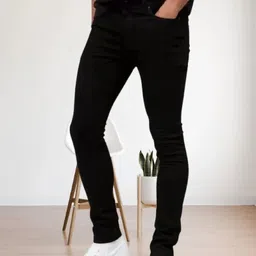 dj style Men Slim Mid Rise Black Jeans-picture-13