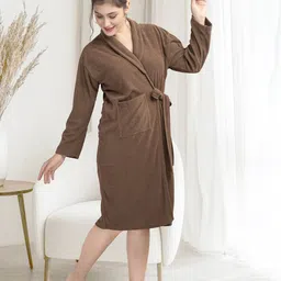 lacylook Brown Free Size Bath Robe-picture-46