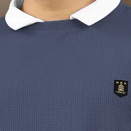 vebnor Men Solid Polo Neck Polyester Blue T-Shirt image 3