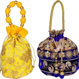 Women Yellow, Multicolor Potli-image-21