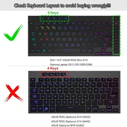 Saco Dust Cover Keyboard Skin for 15.6 inch Gaming Laptop 2022 ASUS ROG Strix G15 G513RC-HN083W HN085WS HN062W (G513RC Series) Keyboard Skin image 2