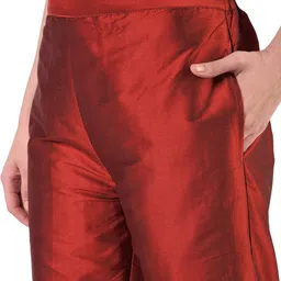 floreos Women Regular Fit Maroon Silk Blend Trousers image 4