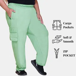 white moon Women Solid Green Track Pants image 2