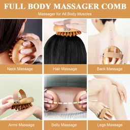 qpets Wooden Head Massage Brush Air Cushion Scalp Massager for Relaxation image 5