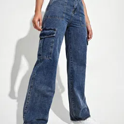 hovac Women Boot-Leg High Rise Dark Blue Jeans image 5