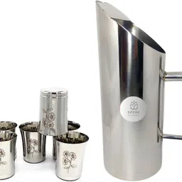 SHINI LIFESTYLE Stainless Steel Jug or steel Glass set, Water Jug, juice glass set,Tumbler set Jug Glass Set-picture-20