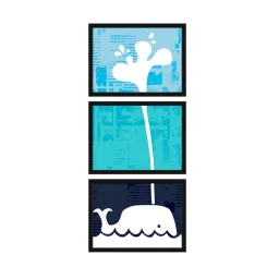 999store Spouting Whale Blue Canvas (Pack of 3) Kids Wall Art image 2