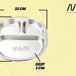 abc Plate 3 Compartment Durable Thali Plate for Kids & Adults Food Serving Plate Dinner Plate image 5