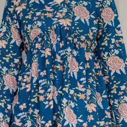 anekya Casual Roll Up Sleeves Floral Print Women Blue Top image 4