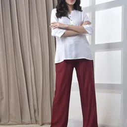 dollar missy Women Relaxed Maroon Viscose Rayon Trousers image 5