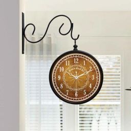 random Classic Multicolour Metal Analog Platform Clock-picture-5