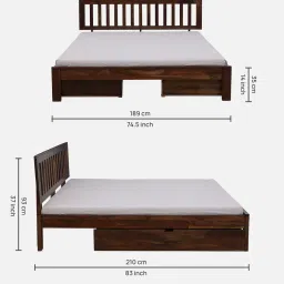 woodsworth from pepperfry Buren Sheesham Wood King Size Bed In Provincial Teak Finish With Drawer Storage image 2