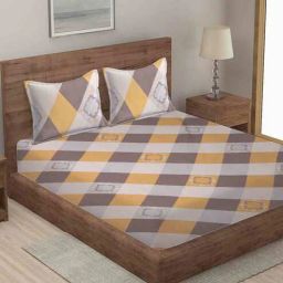 Multicolor Checkered 210 TC Poly Cotton King Sized Bed Sheets with 2 Pillow Covers by Klotthe-picture-12
