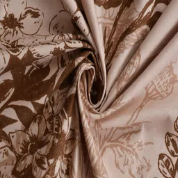 florida Brown Floral 144 TC Polyester King Fitted Bedsheet 2 Pillow Covers image 3