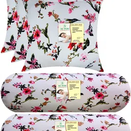actos Combo Set Of 3 Cushion And 2 Microfibre Floral Bolster Pack of 5-picture-10