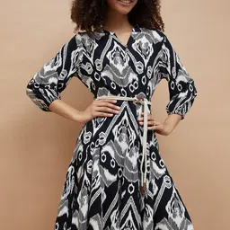 fame forever by lifestyle Women A-line Black Knee Length Dress-picture-14
