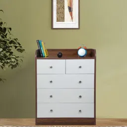 mintwud from pepperfry Elton Chest Of Drawer In Columbian Walnut And Frosty White Finish-picture-44