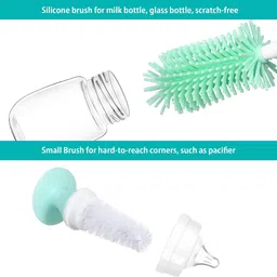 kuber industries Silicone Cleaning Bottle Brush with Detachable Baby Brush|Pack of 2|Green image 4