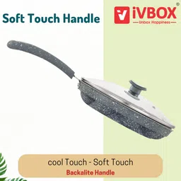 ivbox Aqua-Granite 12 Cavity Heavy-Weight Appam Pan Paddu Paniyarakkal Maker Patra Paniarakkal with Lid 1 L capacity 25 cm diameter image 5