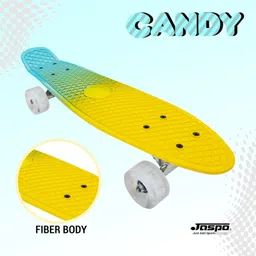 jaspo Candy Kids Skateboard, LED Wheels 58 mm, Aluminium Trucks, Fibre Deck, 22 inch x 6 inch Skateboard image 2