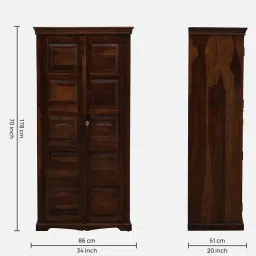 mudramark from pepperfry Airavana Sheesham Wood 2 Door Wardrobe In Scratch Resistant Provincial Teak Finish image 3
