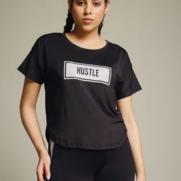 mkh Women Graphic Print Crew Neck Polyester Black T-Shirt-picture-26