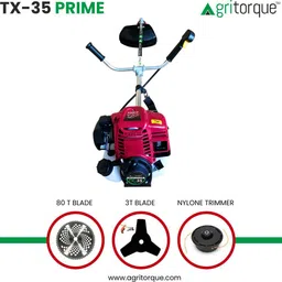 agritorque TX-35 35cc 4-Stroke Brush Cutter with 80T, 3T & Tap & Go Blades for Lawn & Crop Fuel Grass Trimmer image 2