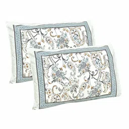 jaipur fabric Grey Traditional TC 210 Cotton Double Bed Sheet With 2 Pillow Covers image 2