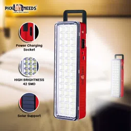 daily needs shop Solar Rechargeable 42 SMD Extra Bright LED With AC / DC / Solar Charging 6 hrs Lantern Emergency Light image 3