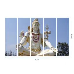 Red Wood Multiple Frames Beautiful Lord Shiva Art Panels - Set Of 5 By Inephos image 3