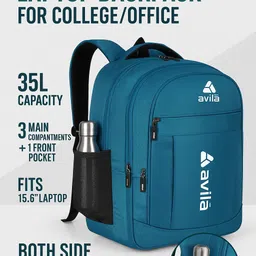 avila Water Resistant Laptop Backpack for College/Office 3 Compartment & Bottle Holder Waterproof School Bag-picture-48