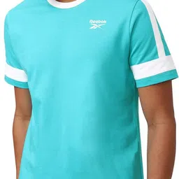 reebok Women Solid Round Neck Pure Cotton Blue T-Shirt-picture-12