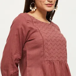 max Women Embroidered Cotton Blend Straight Kurta image 5