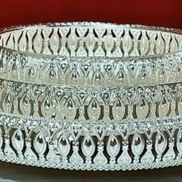 taradecor Round German Silver Tray | German Silver Tray with Feet | Round Decorative Tray Tray Serving Set image 1