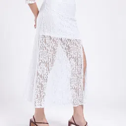 glitchez Women Self Design A-line White Skirt image 3