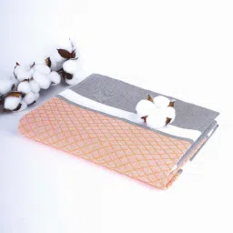 thirsty towel Orange and Grey Cotton Striped 250 GSM (1 Pc) Bath Towel image 3