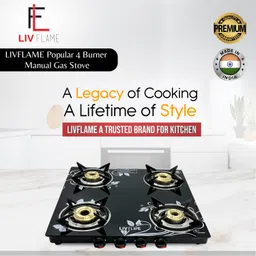 livflame Popular Cute Blkd Toughened Glass Gas stove(Manual,Black) Glass Manual Gas Stove-picture-24