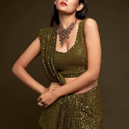 trendmalls Embellished Bollywood Georgette Saree image 4