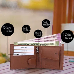 dezire crafts Men Trendy, Evening/Party, Casual, Formal, Travel Tan Artificial Leather Wallet - Regular Size image 2