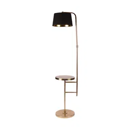 sapphire Daffodil Black Cloth Shade Shelf Floor Lamp With Iron Base image 5