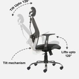 cellbell Tauras Lite Breathable MeshHigh Back Ergonomic Chair in Black Colour image 4