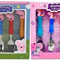 eclet 4pc Tableware Spoon Fork Cartoon Character Toy gift for kids Stainless Steel Soup Spoon image 4