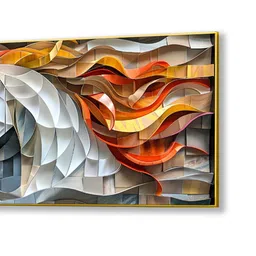 nestroots Gold Canvas Framed Exquisite White Horse with Mane Wall Painting(18X36 Inch) image 4