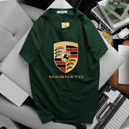 magneto Men Striped Round Neck Pure Cotton Dark Green T-Shirt-picture-5