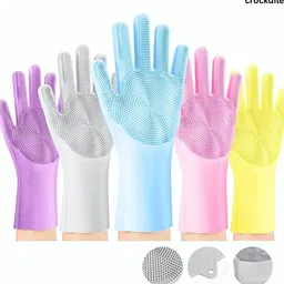 vidhisha electronic Waterproof Rubber Gloves for Household Use Wet and Dry Glove image 1