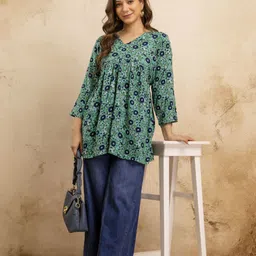 zyla Women Floral Print Viscose Rayon Flared Kurta image 5